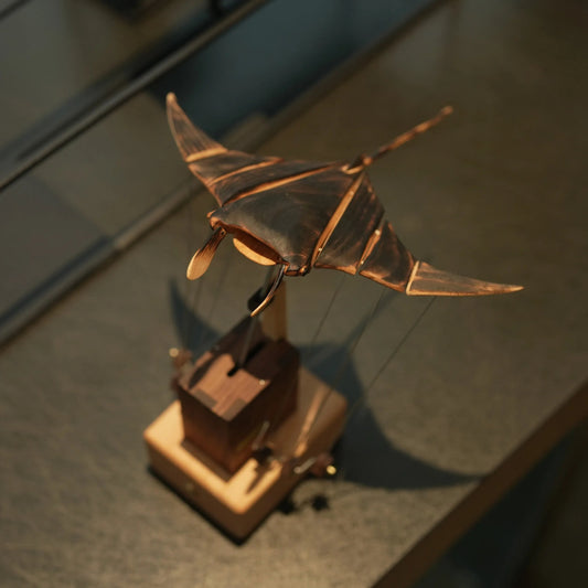 Handcrafted Wooden Electric-Powered Bionic Manta Ray Decorative Piece