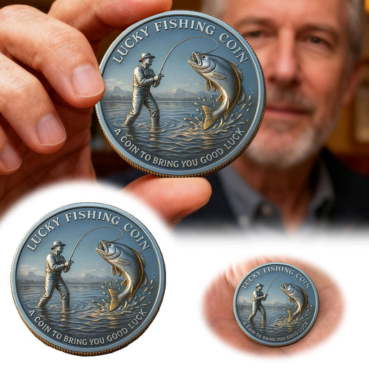 Lucky Fishing Coins | Angler's Charm Collectible, Fisherman Gift Set