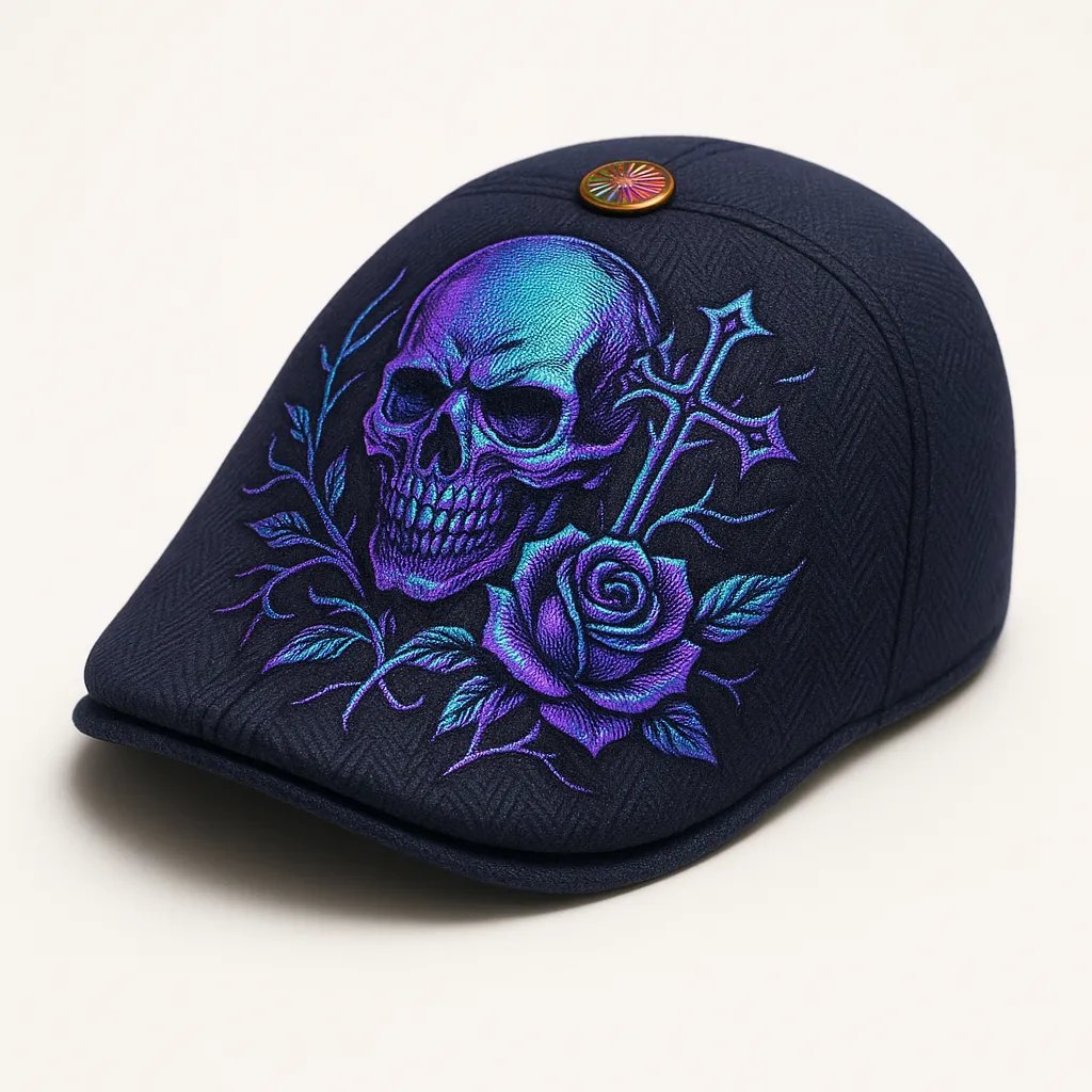 Skull & Thorn Flat Cap