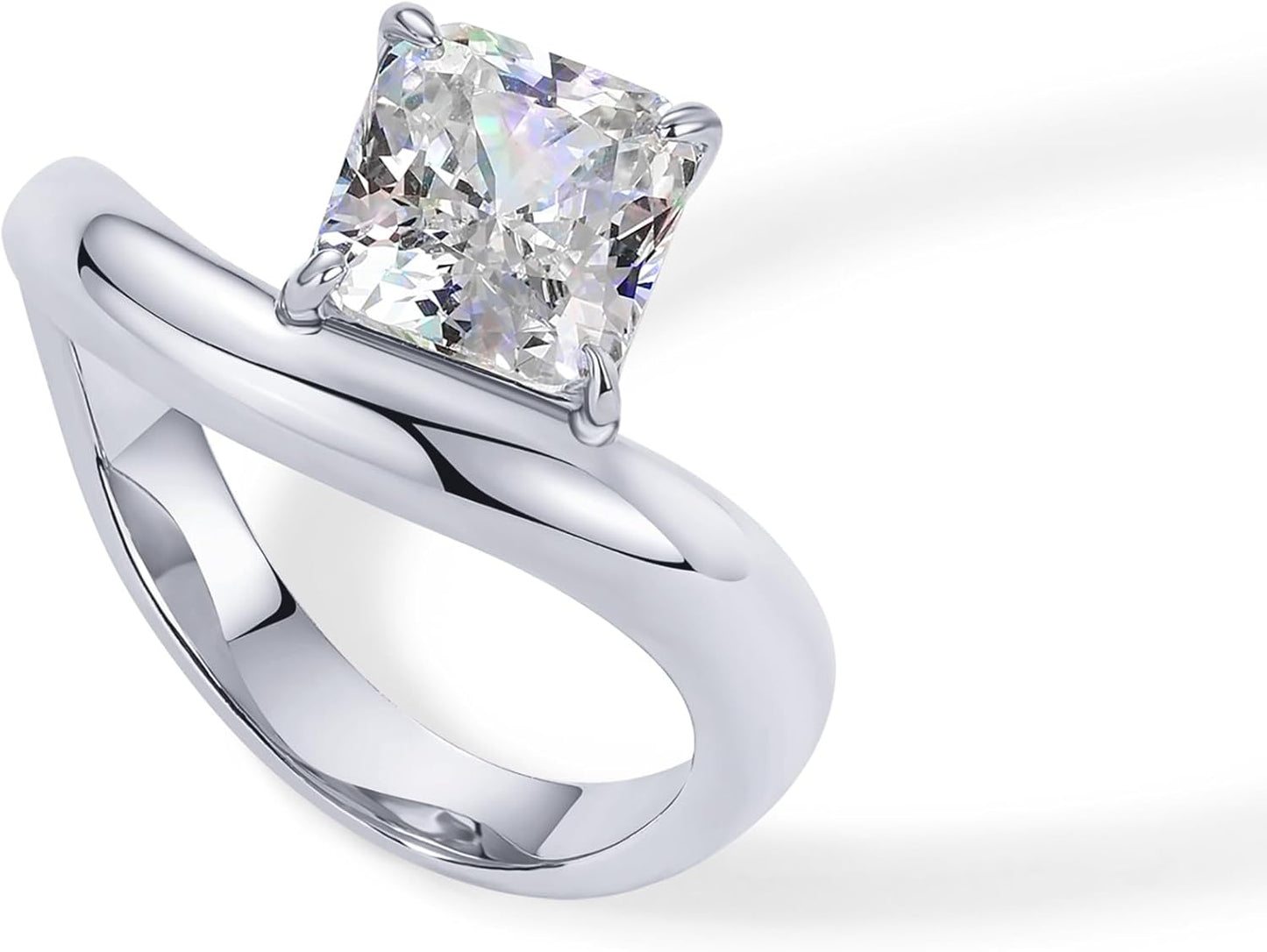 14K Gold Plated Wavy Engagement Ring for Women | Solitaire Cubic Zirconia Wedding Band & Promise Rings for Her | Trendy Fashion Jewelry