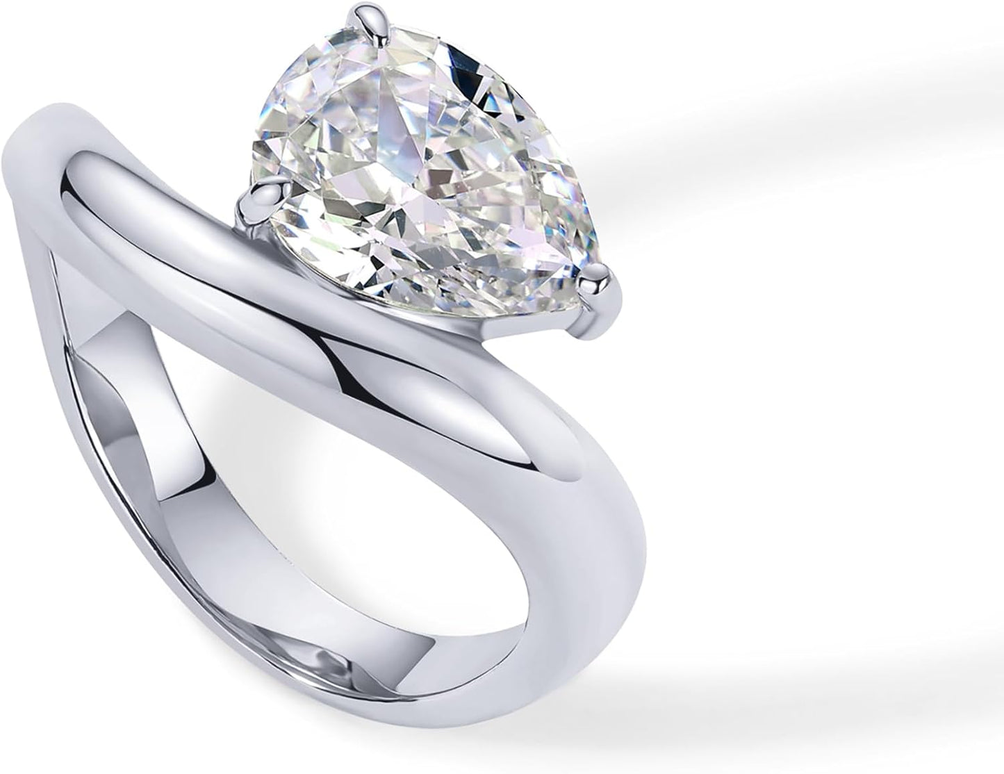 14K Gold Plated Wavy Engagement Ring for Women | Solitaire Cubic Zirconia Wedding Band & Promise Rings for Her | Trendy Fashion Jewelry