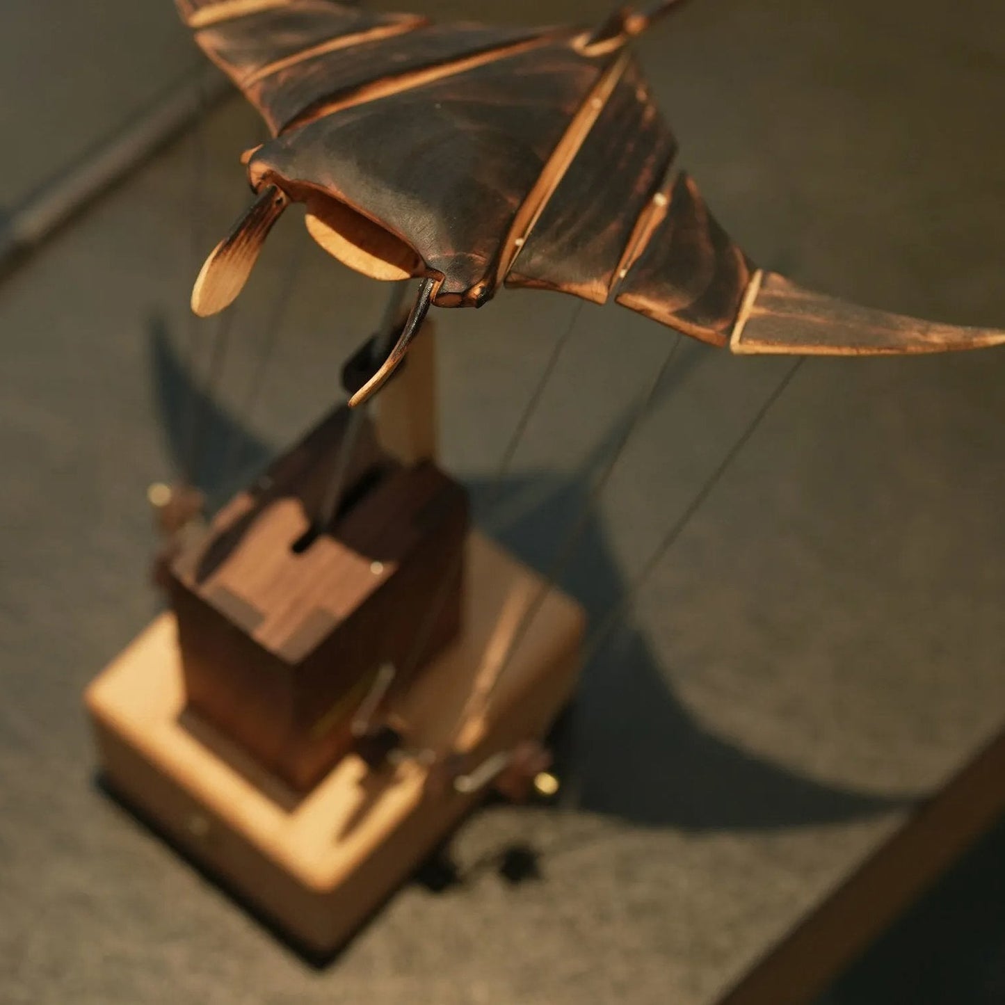 Handcrafted Wooden Electric-Powered Bionic Manta Ray Decorative Piece