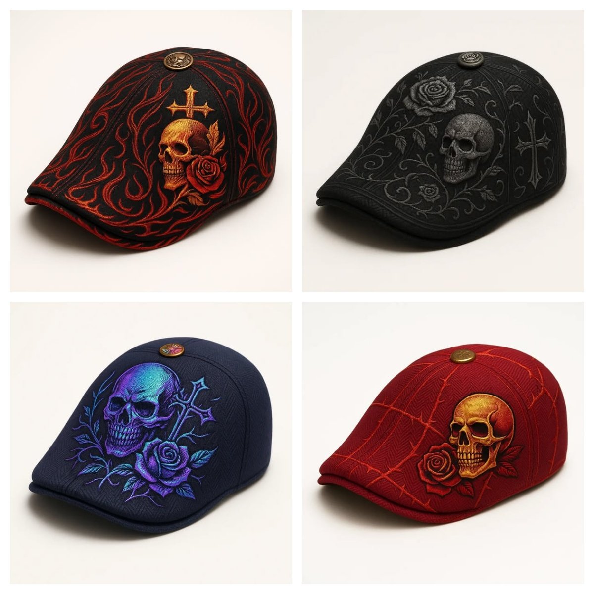 Skull & Thorn Flat Cap