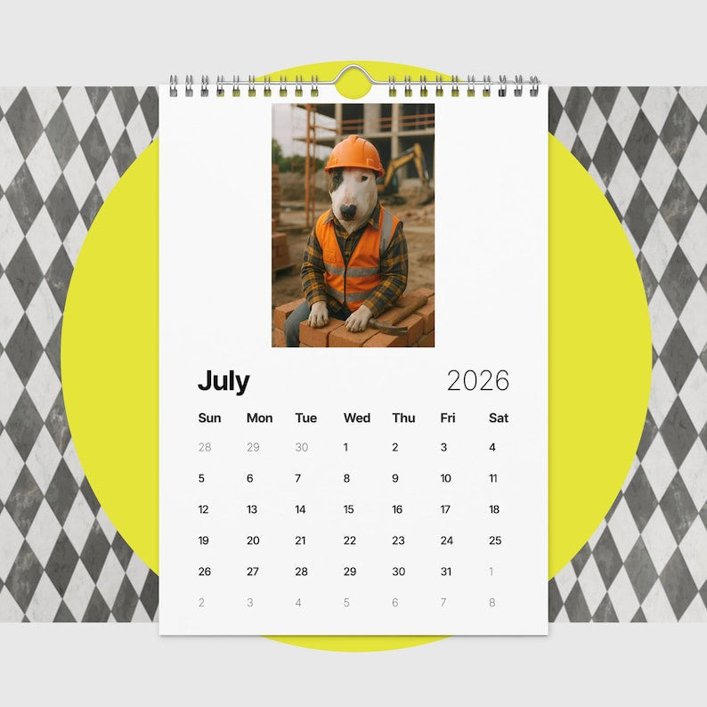 Bull Terrier Dog Calendar 2026 – Funny Bull Terrier Gifts for Dog Lovers