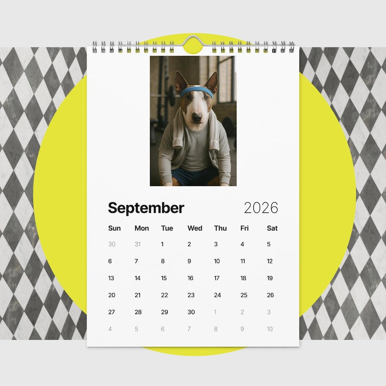 Bull Terrier Dog Calendar 2026 – Funny Bull Terrier Gifts for Dog Lovers