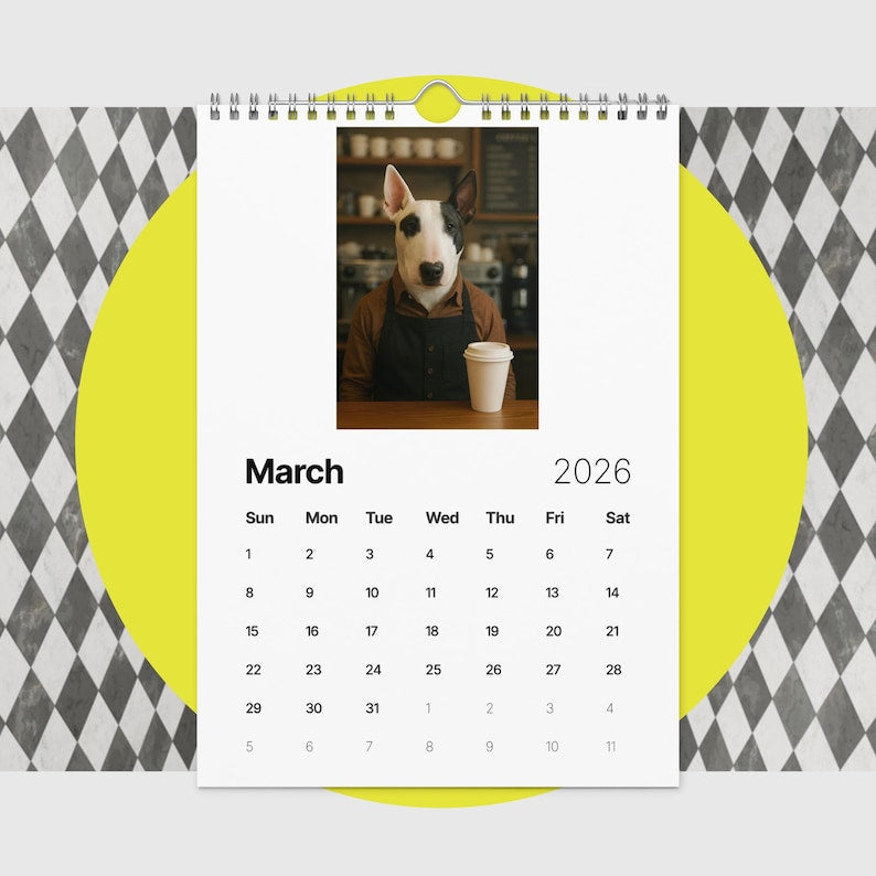 Bull Terrier Dog Calendar 2026 – Funny Bull Terrier Gifts for Dog Lovers