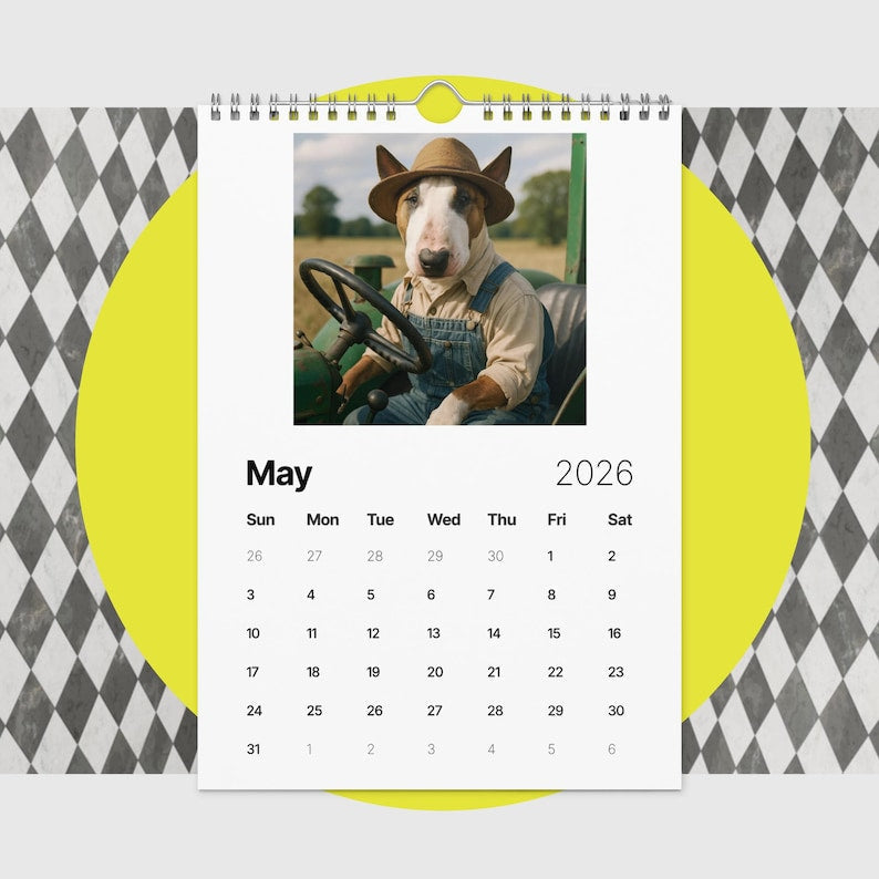 Bull Terrier Dog Calendar 2026 – Funny Bull Terrier Gifts for Dog Lovers